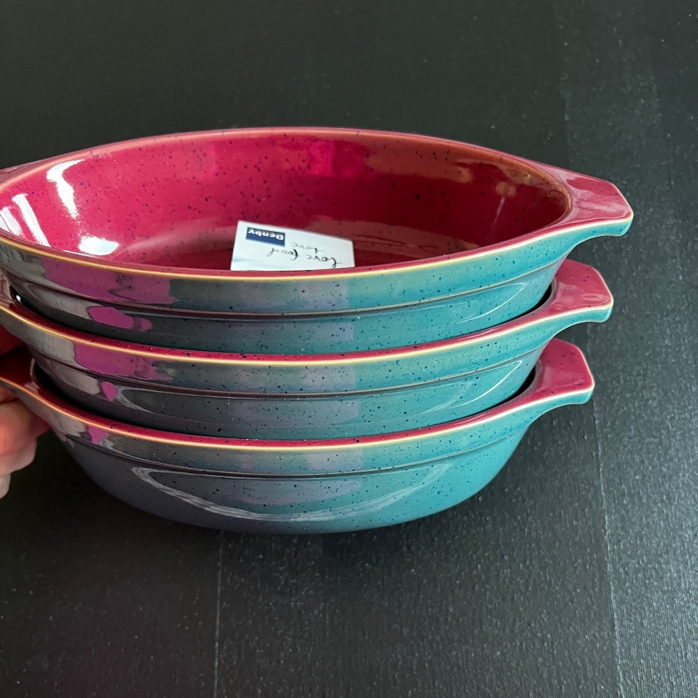 Denby Harlequin Individual Oval Dishes Vintage~ Set of 3✨